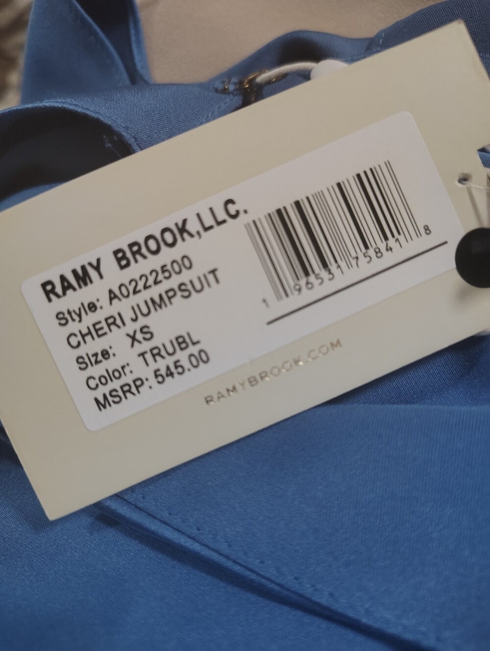 NWT $545 Ramy Brook Cheri Wide Leg Jumpsuit "True Blue" Women's XS Quiet Luxury - Picture 7 of 12
